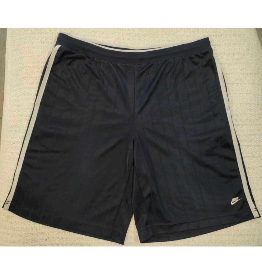 Nike Basketball Silky Shorts Navy Blue White Swoosh Mens Size XL Y2K 90s Vintage